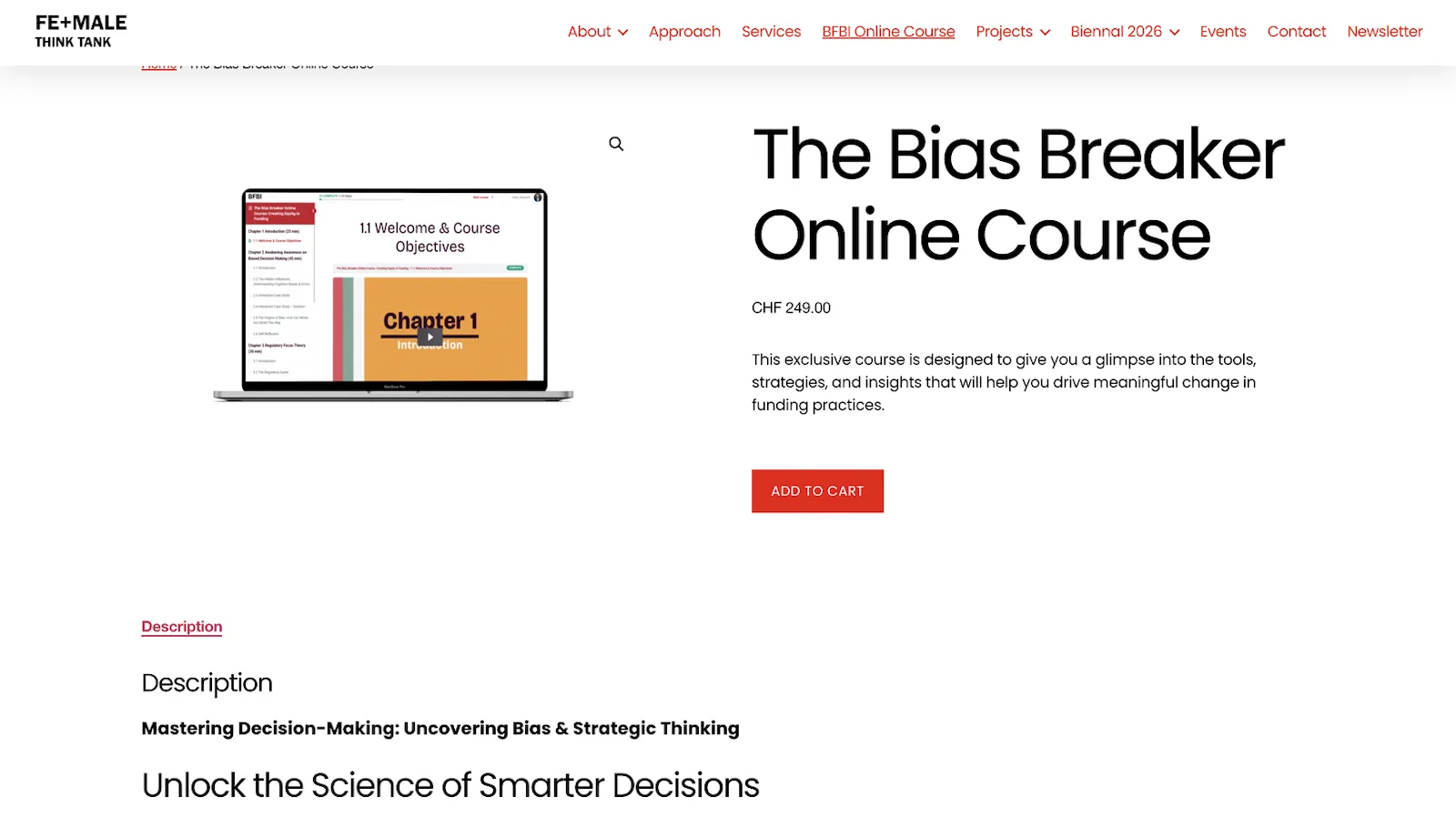 Fe+Male Think Tank Kursseite fuer das Online-Programm The Bias Breaker